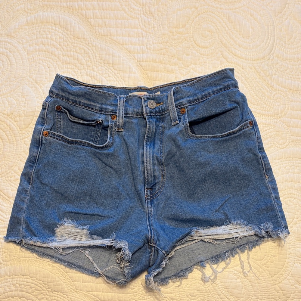 Levi’s High-Rise Distressed Denim Women’s Shorts - Blue